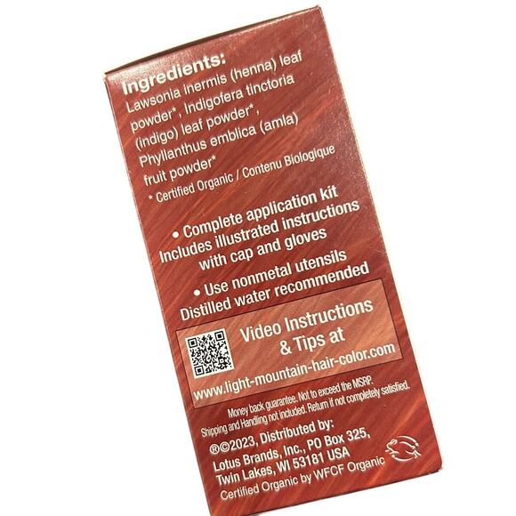 Natural Henna Hair Color & Conditioner MAHOGANY Certified Organic Light Mountain - Picture 3 of 10